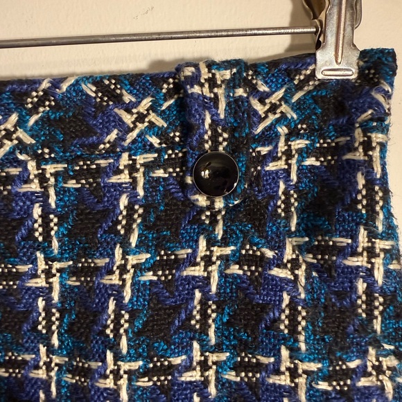 LOFT Navy and Cream Checkered Mini Skirt - Picture 2 of 6